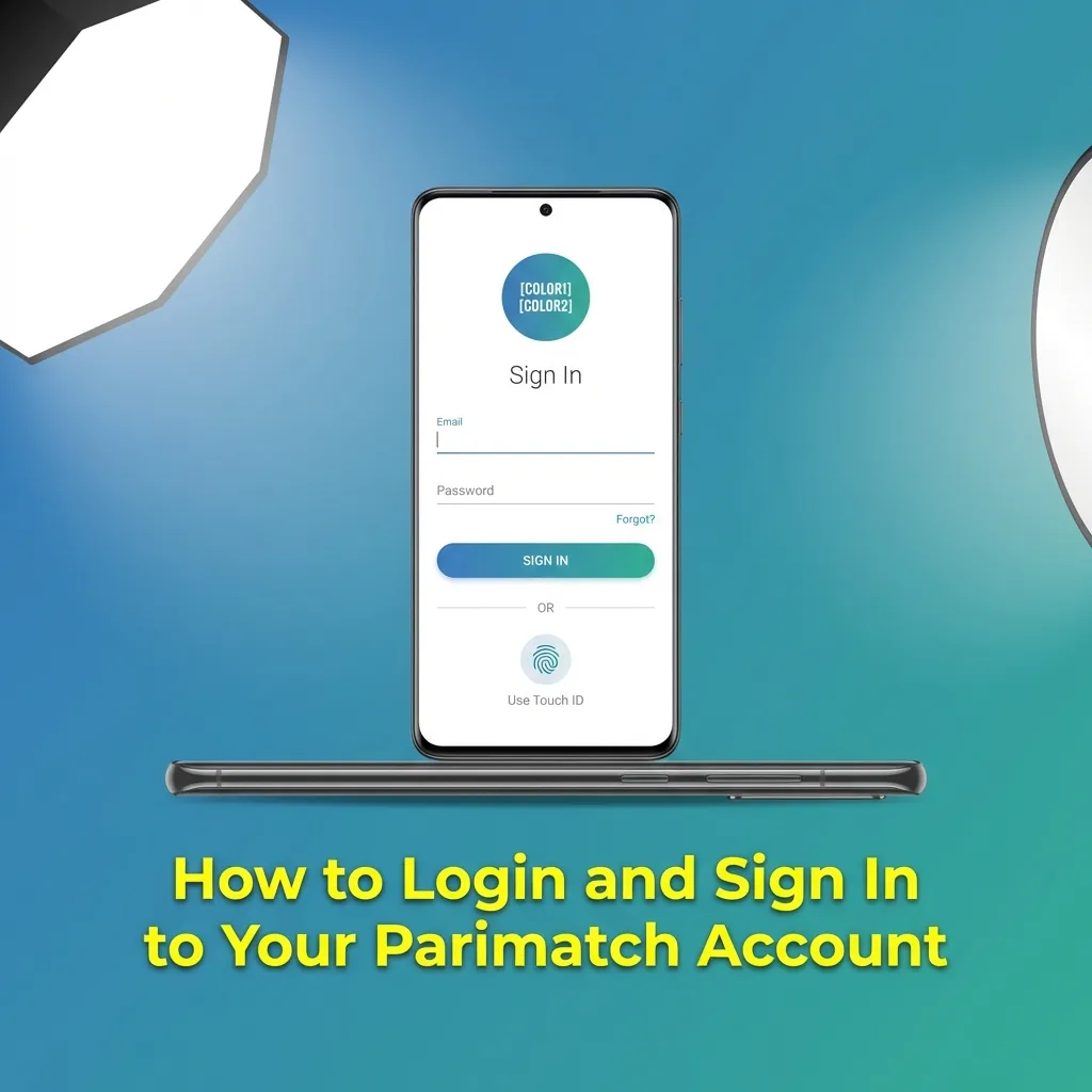 Person logging into Parimatch on laptop and phone, entering details to access betting, casino games, and account history