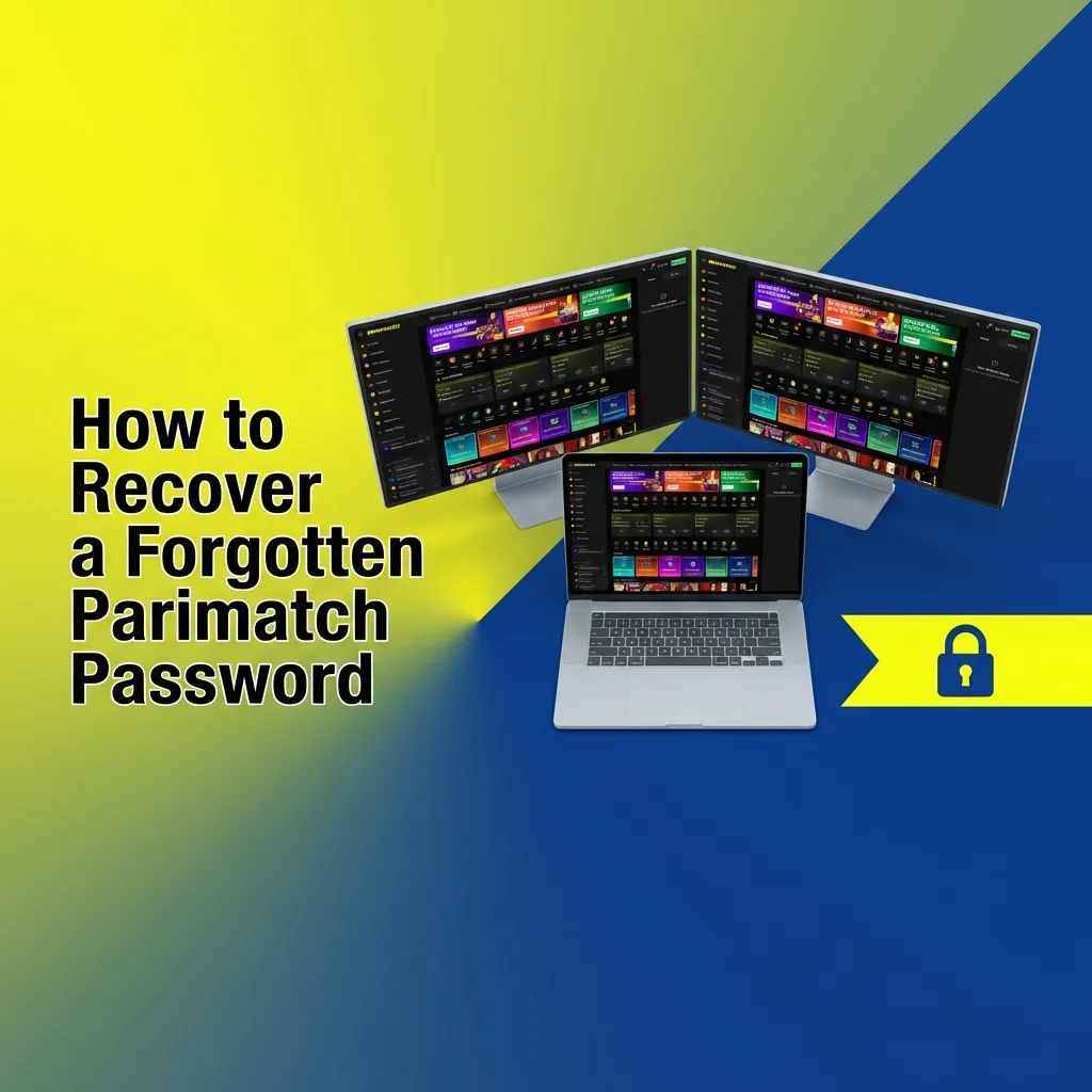 Illustration of Parimatch login screen showing “Forgot password” link with email and phone recovery options highlighted