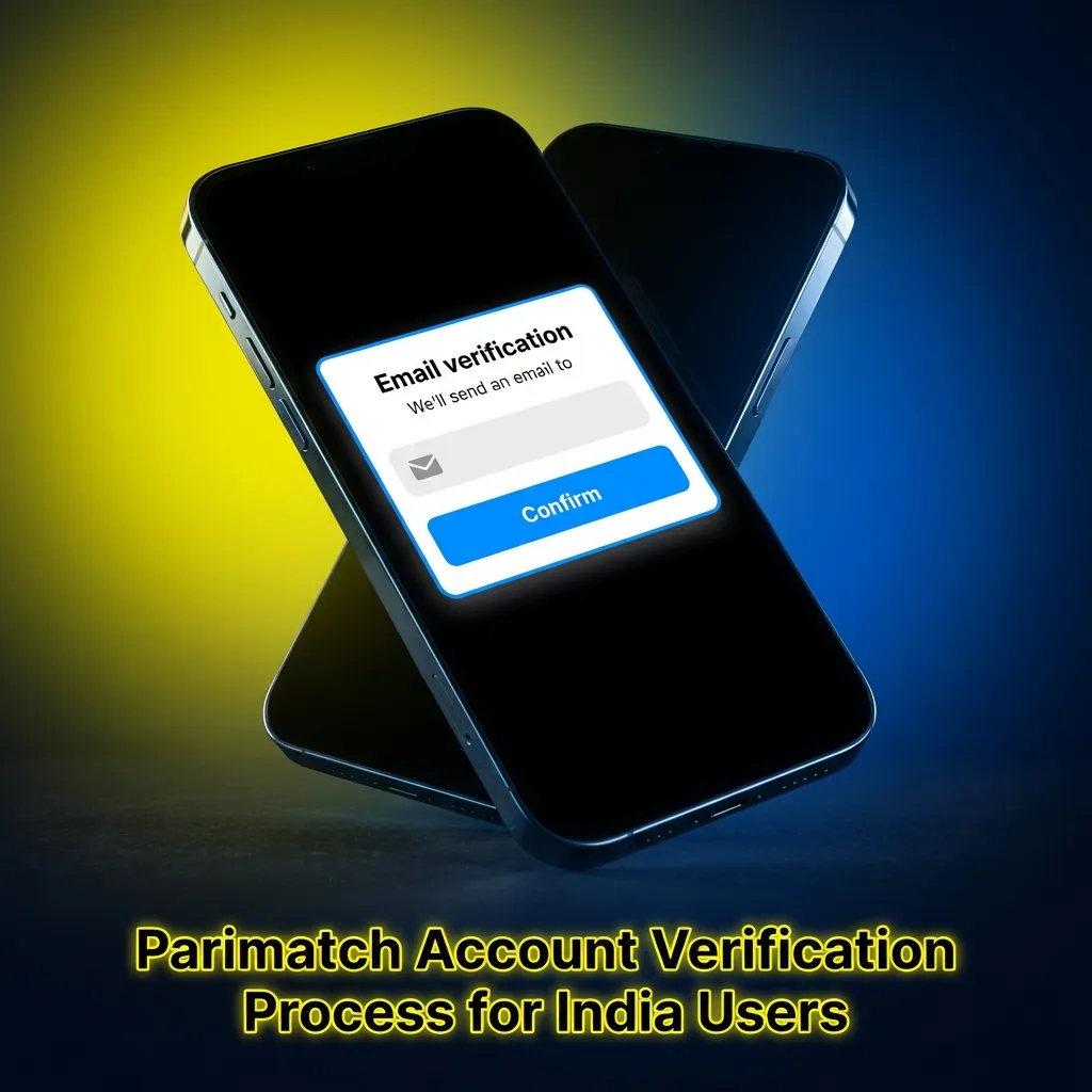 Illustrated Parimatch KYC steps for Indian users: profile details, ID upload, address proof, payment check, and verification.
