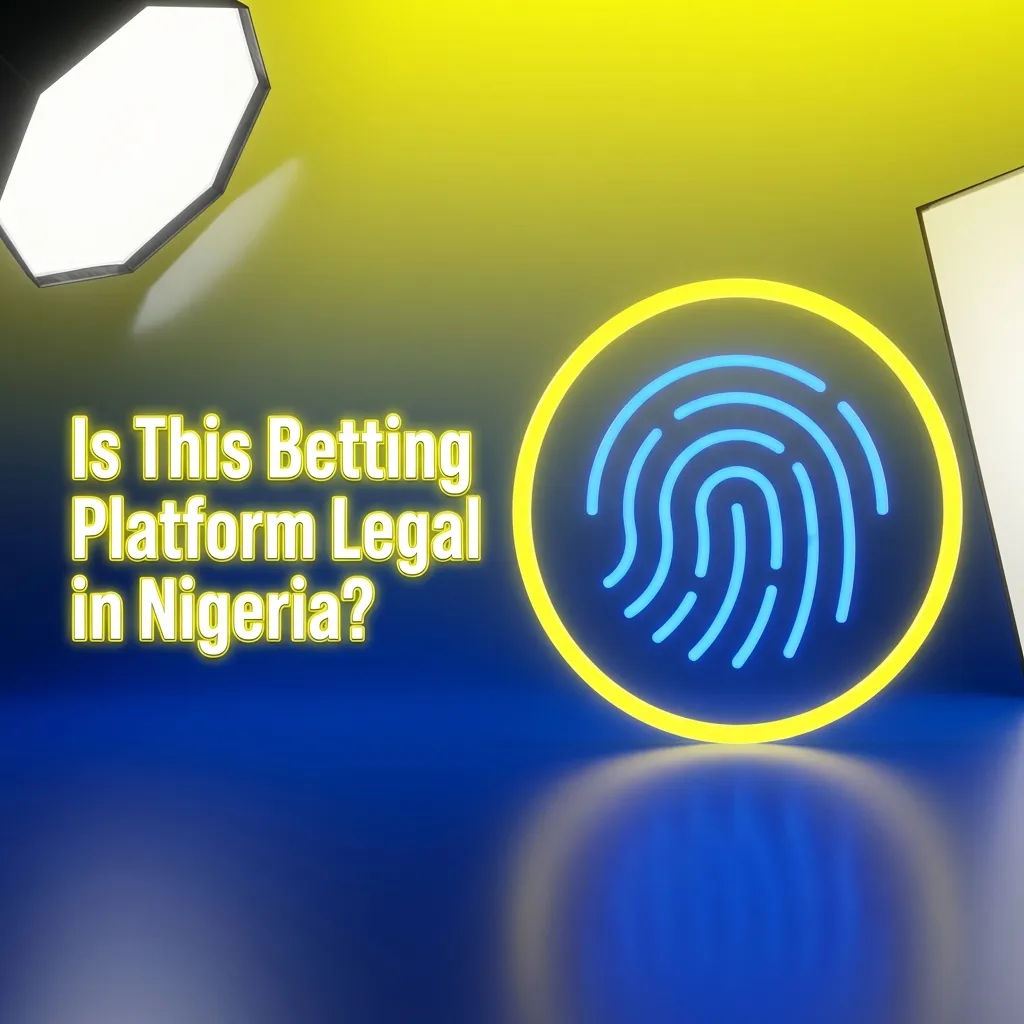 Illustration of a legal online betting platform in Nigeria with security icons, license badge, and responsible gaming visuals.