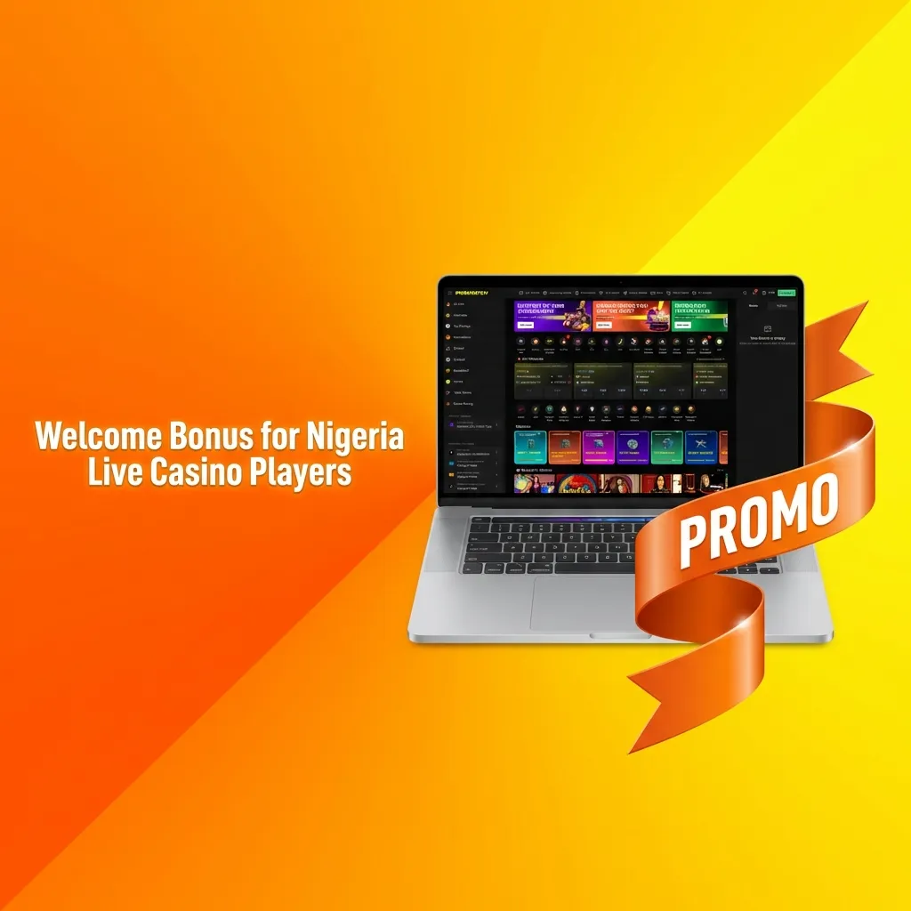 Banner for Nigeria live casino welcome bonus up to 1,700,000 NGN, featuring live dealer tables and wagering terms text