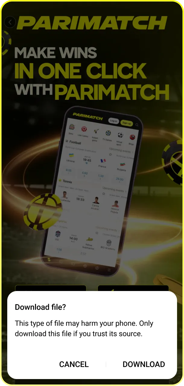 Download the secure APK file for the mobile Parimatch App.
