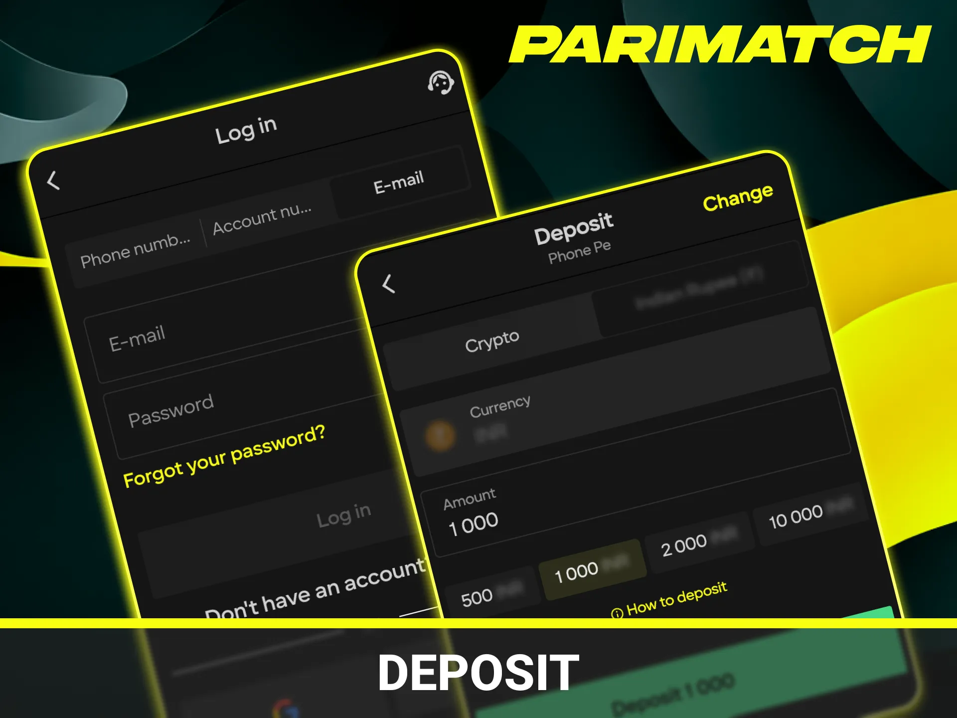 Follow the guide to make a deposit in Parimatch App.