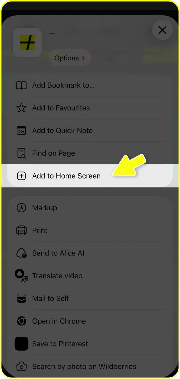 Use the add to home screen feature for Parimatch App.