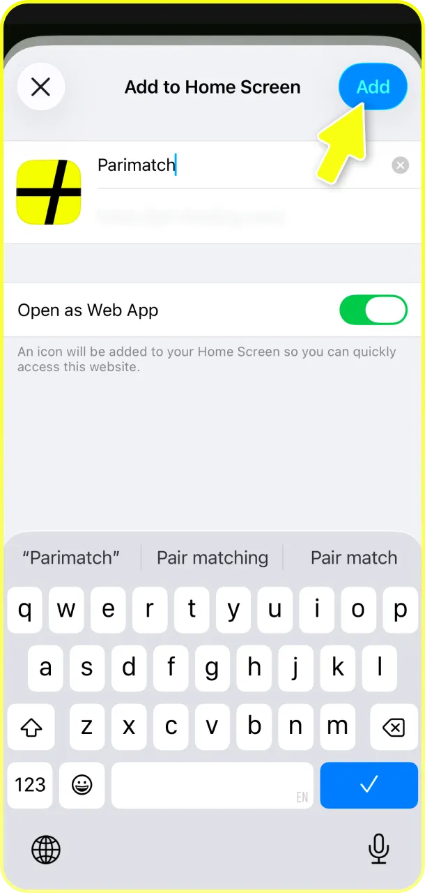 Finalize the setup of the Parimatch App on your Apple device.