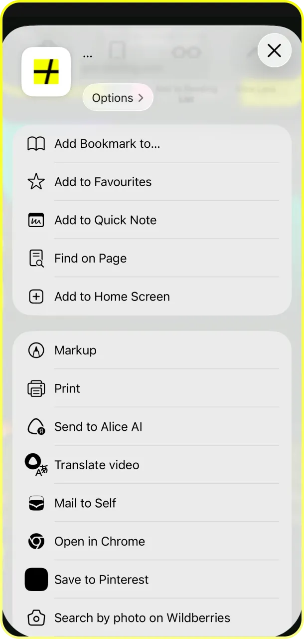 Tap the share button to install the Parimatch App shortcut.