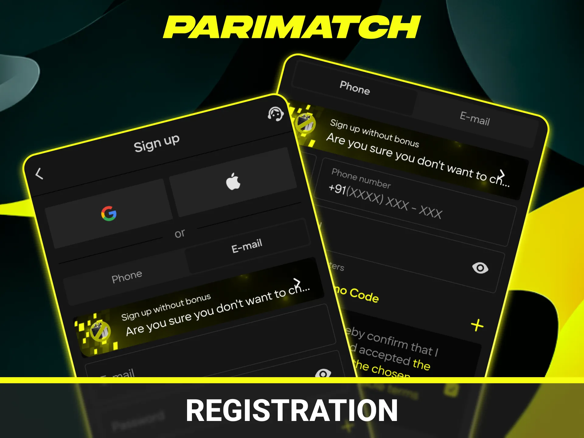 Create your new account quickly using the Parimatch App registration.
