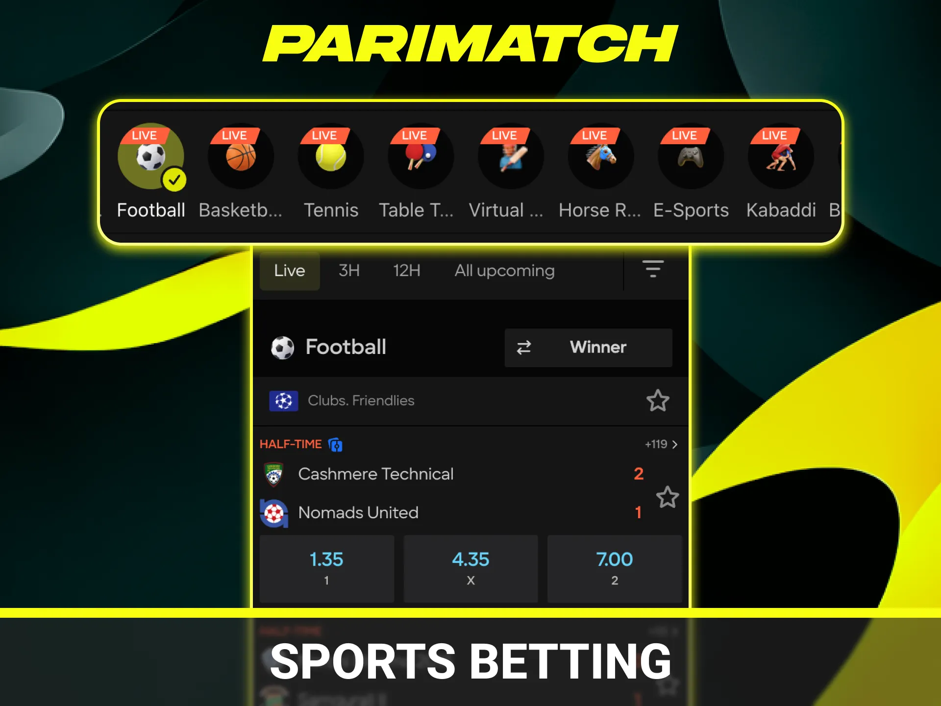 Place sports bets on global events with the Parimatch App.