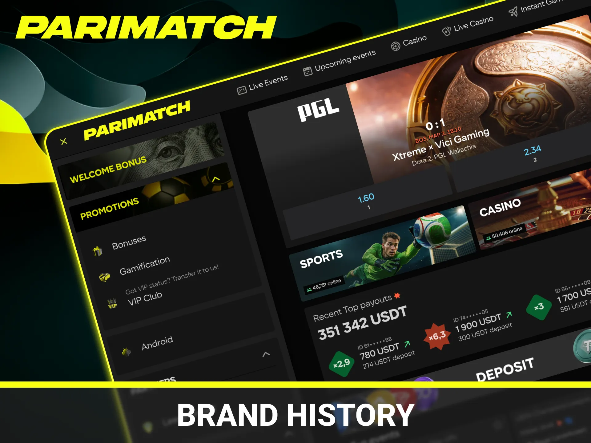 Discover the history of the Parimatch brand in market.