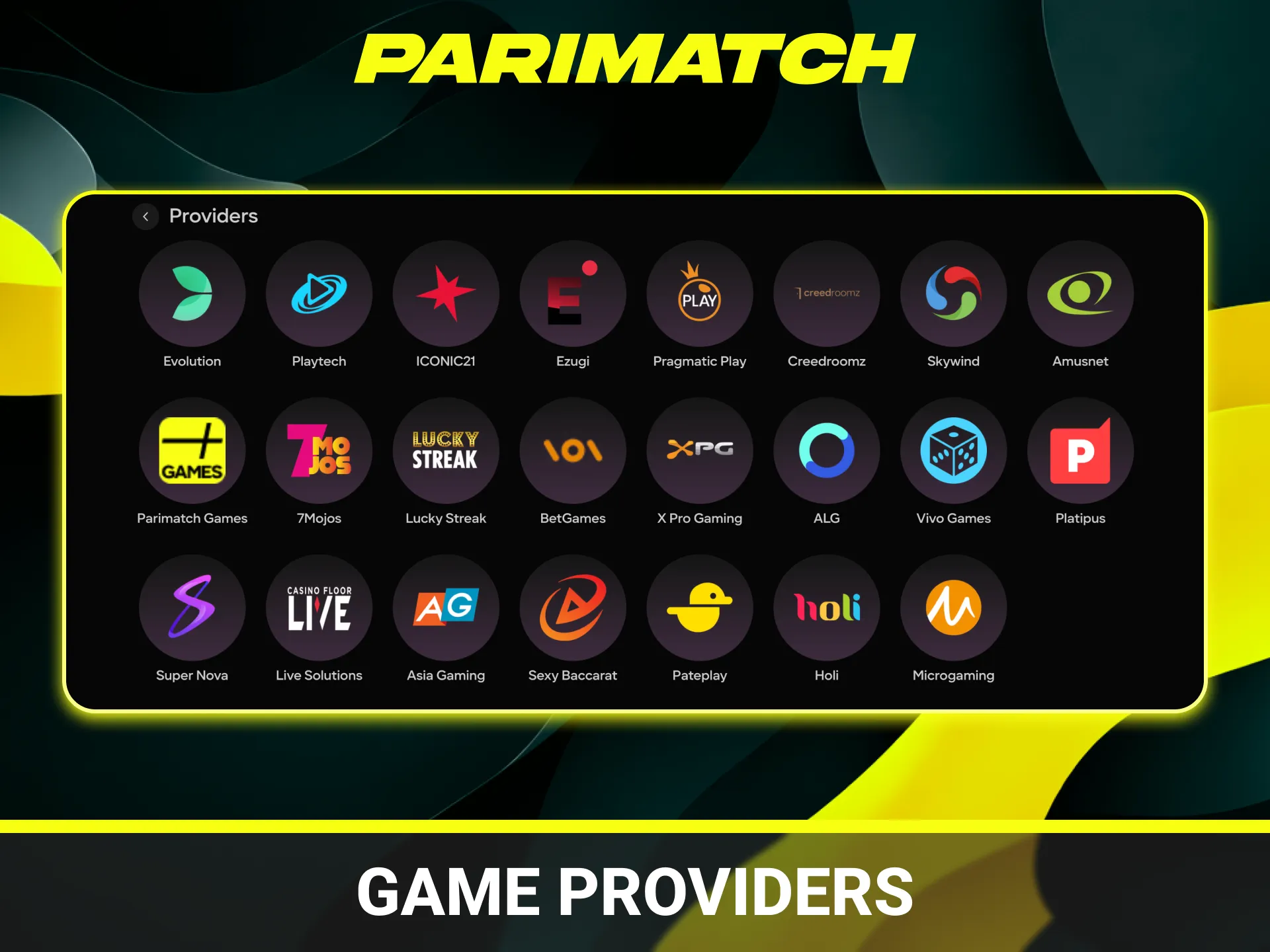 Explore top-tier game providers available on the official Parimatch site.
